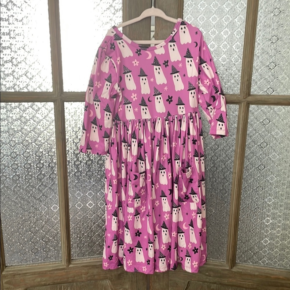 Mila & Rose Pink/Purple Ghost Print Dress - Girl’s Size 7-8